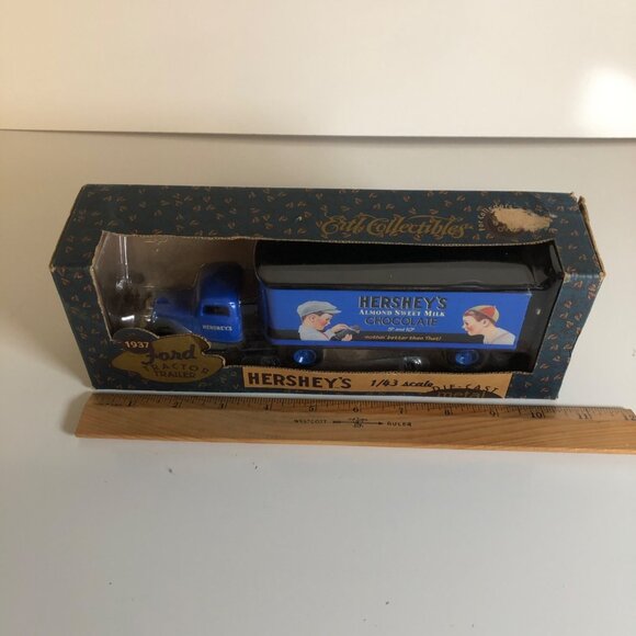 1937 Ford Tractor Trailer Die-Cast Metal Hersheys 1/43 Scale Ertl Collectibles - Picture 3 of 6